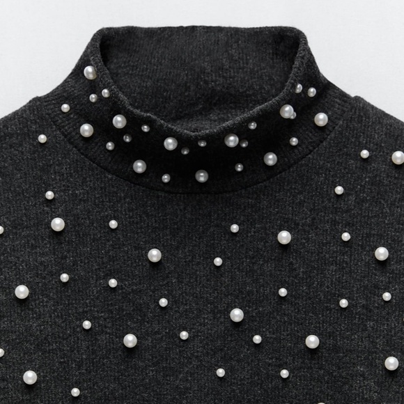 ZARA - BNWT Soft Feel Pearl Sweatshirt - Picture 2 of 6